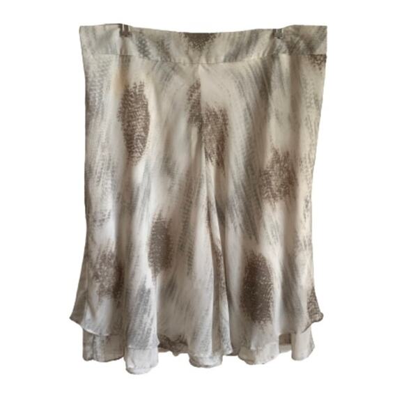 Darjoni Skirt Cream Brown Gray Flowy Chiffon Layered Knee Length Skirt Size 16 - Picture 3 of 11